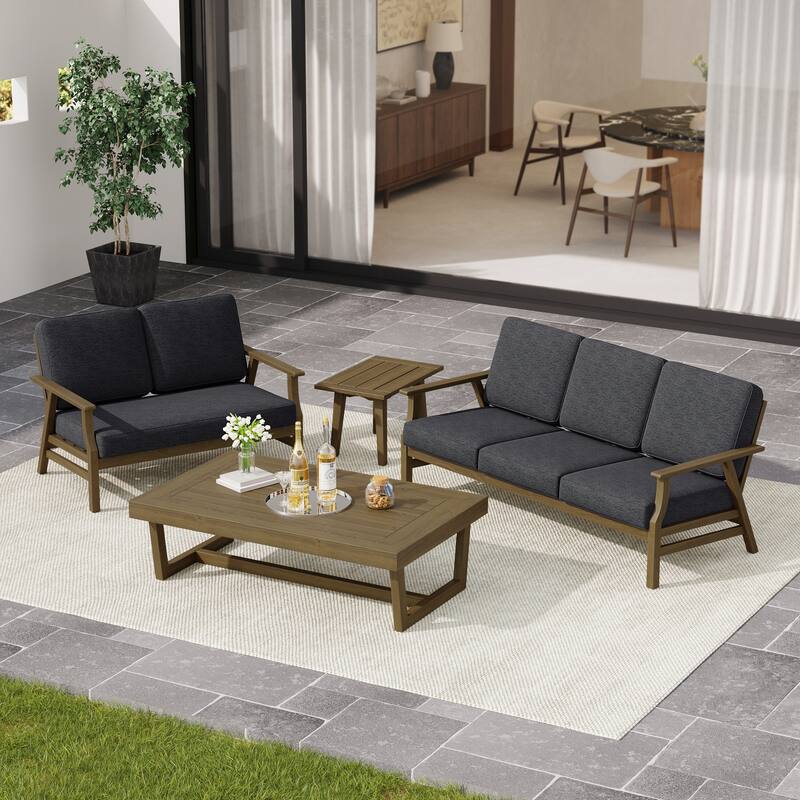 Arthur 4-Piece Teak Wood Patio Conversation Set