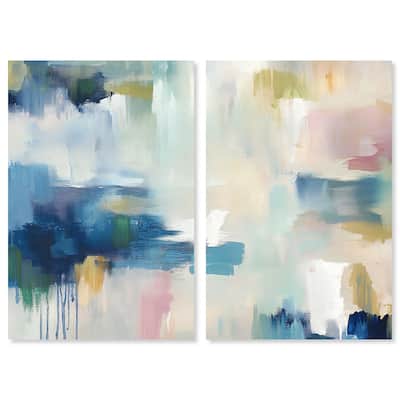 Pale Periwinkle I Canvas Set of 2 by Art Remedy, Gallery Wrapped
