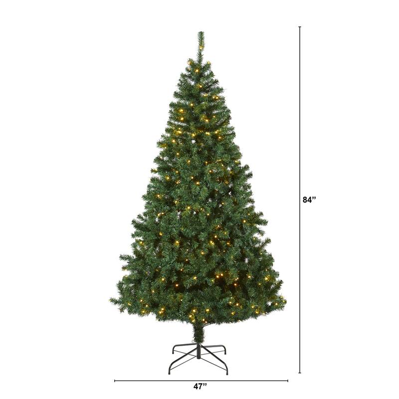 7ft. Pine Artificial Christmas Tree with 350 Clear LED Lights - Elegant Seasonal Holiday X-Mas Display