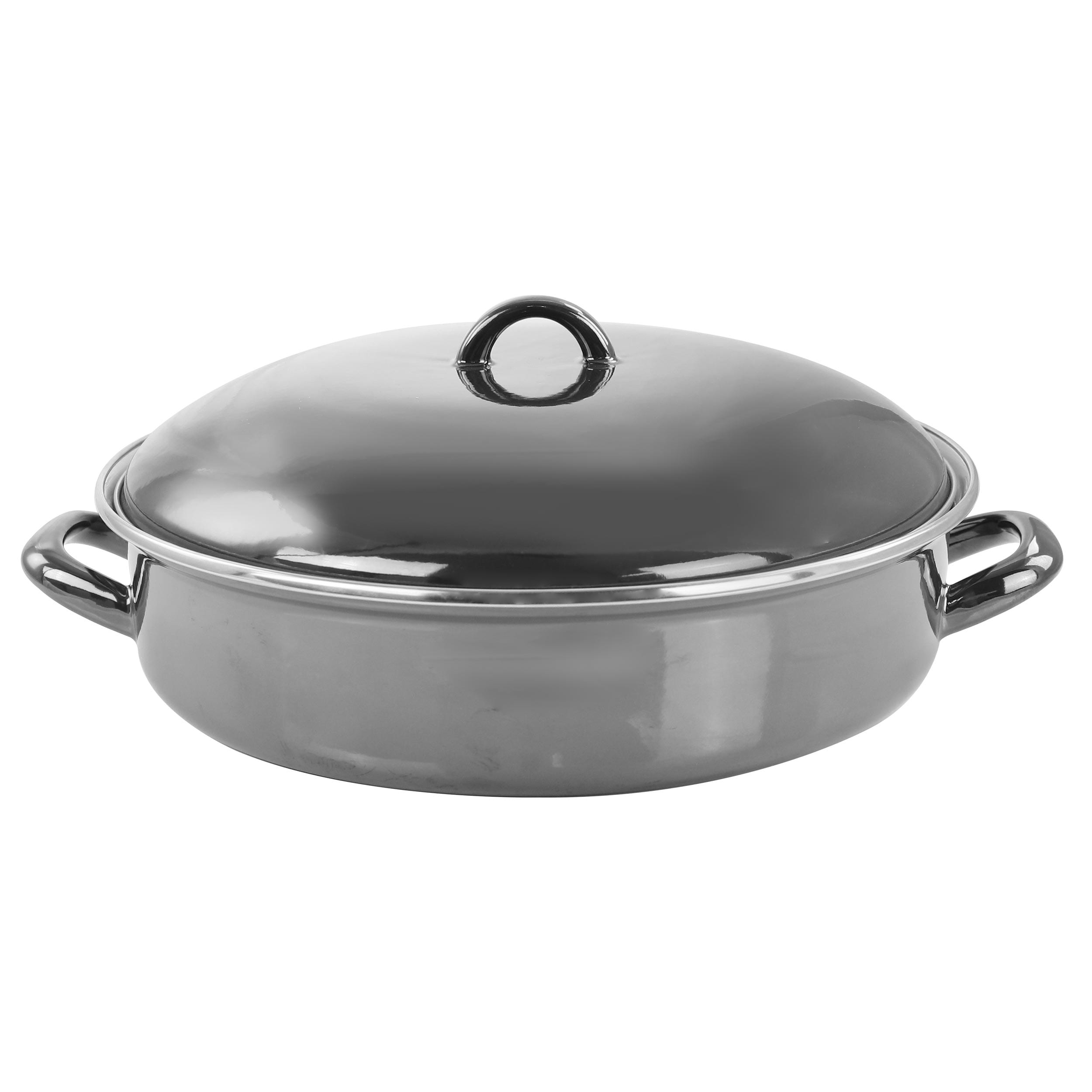 Liter Enamel on Steel Braiser Pan with Lid in Ash - Overstock - 37451607