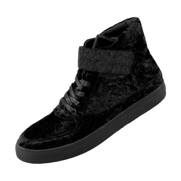 Shop Sio Mens Crushed Velvet High Top Sneaker Lace Up Casual