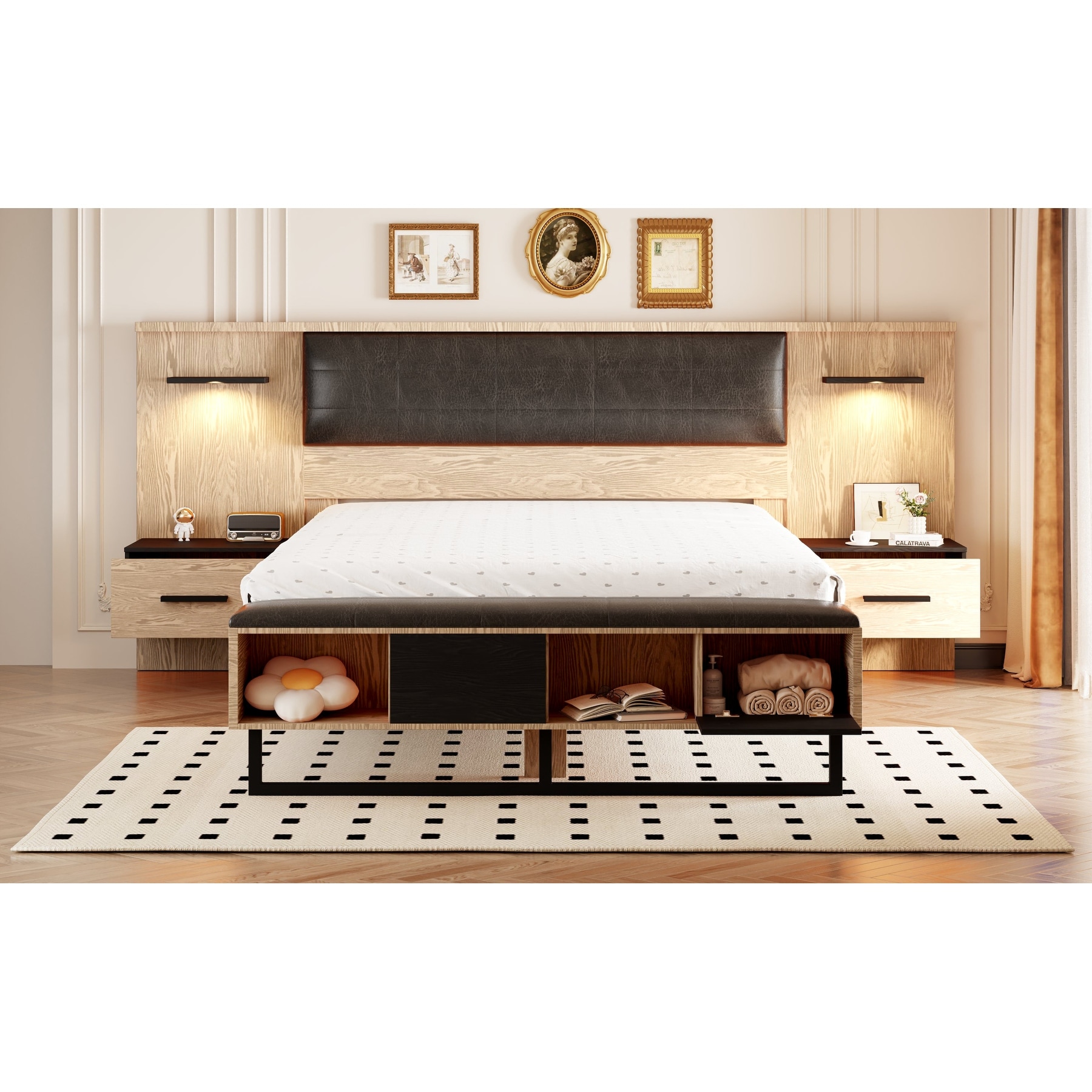 Headboard with integrated lighting top