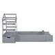 preview thumbnail 6 of 11, Twin Wooden Low Platform Bedframe w/ Shelves, Socket & Bench-Gray