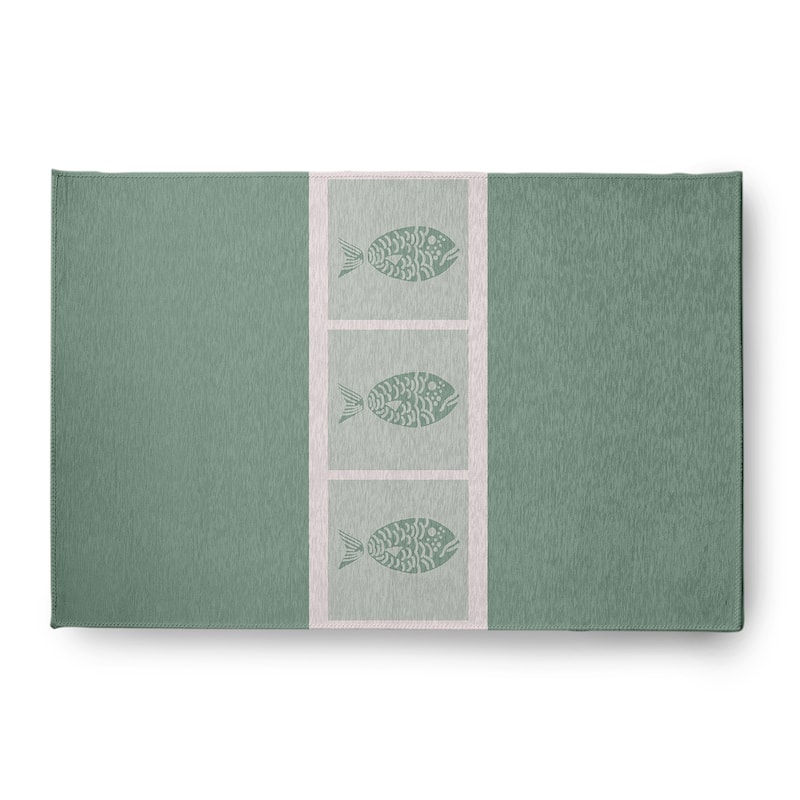 Fish Chips Nautical Indoor/Outdoor Rug - Sage - 4' x 6'
