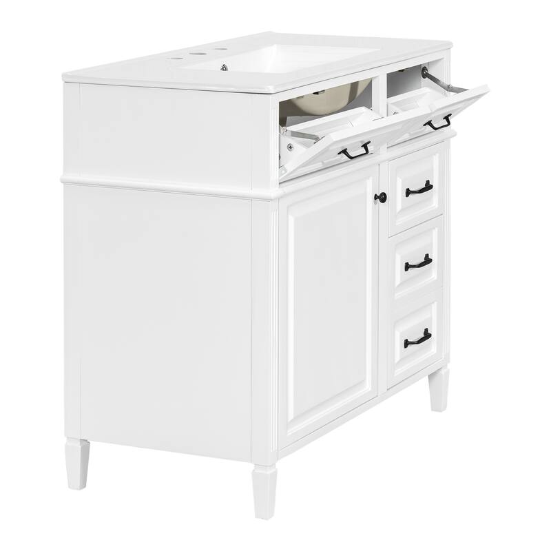 GDFStudio - Alexander Whitmore Modern Freestanding Bathroom Vanity with Flip Drawer Storage