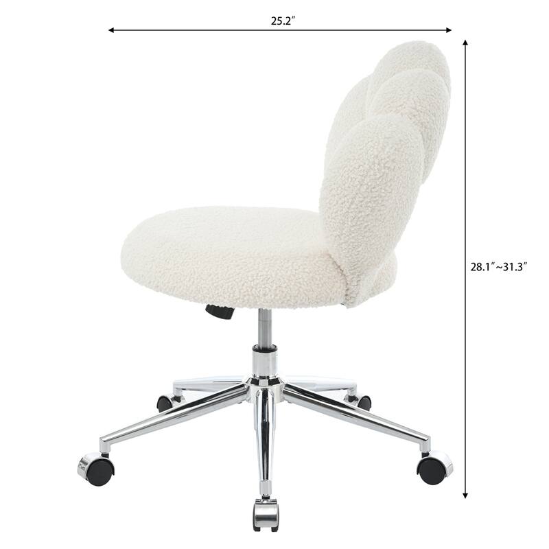 360 Swivel Height Adjustable Teddy Fabric Chair