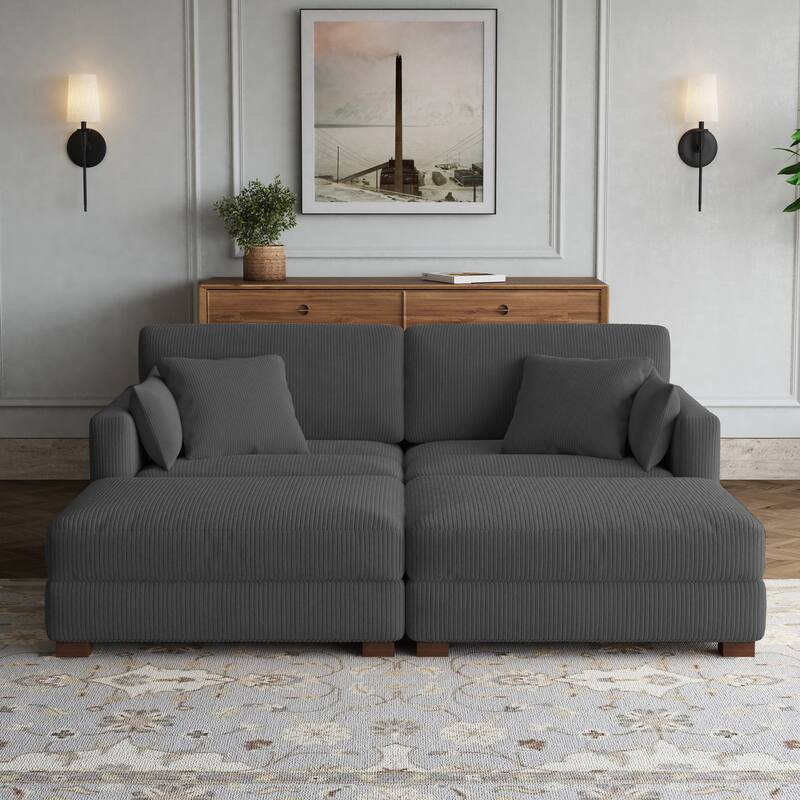 Sectional Sofa Set Modular Couch with Ottomans