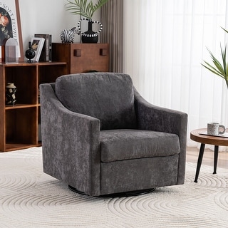 Linen Fabric Upholstered Swivel Armchair