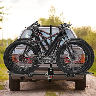 HOMCOM Large 4-Bike Hitch Mount Bike Rack for Car, Folding Bicycle Storage, Road, Fat Tire
