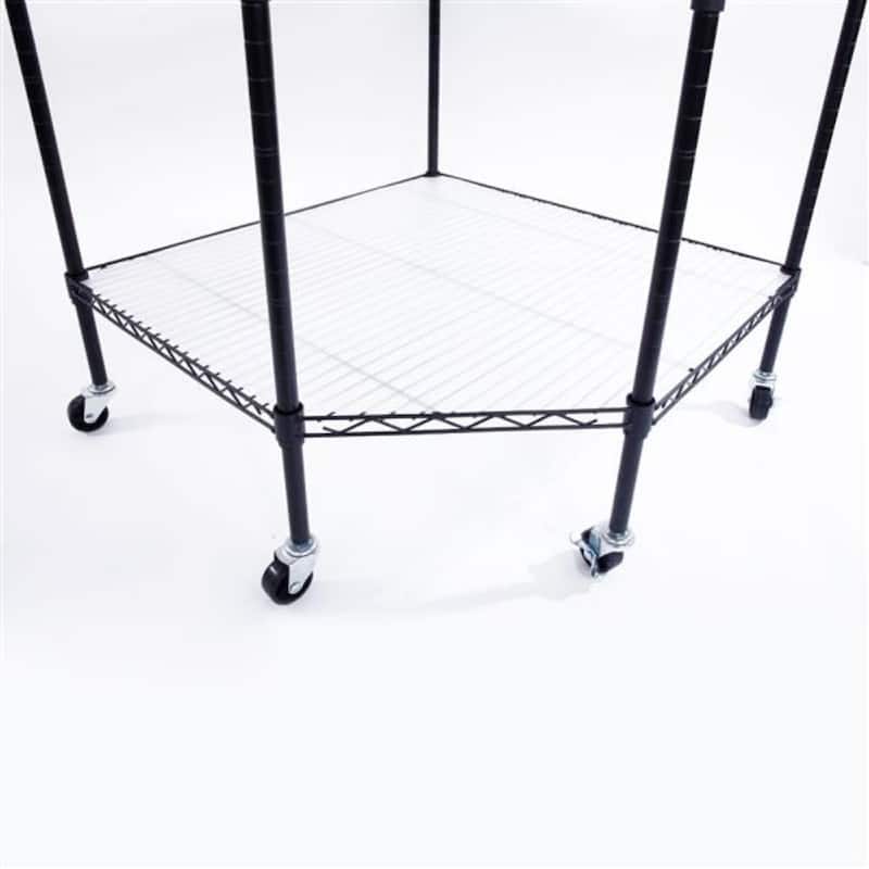 6-Layer Plastic Coated Polygonal Corner Shelf with 2" PP Wheels - (26.77 x 26.77 x 70.87)"