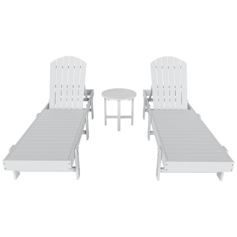 Altura Armless Poly Eco-Friendly All Weather Reclining Chaise Lounge with Side Table Set (3-Piece Set)