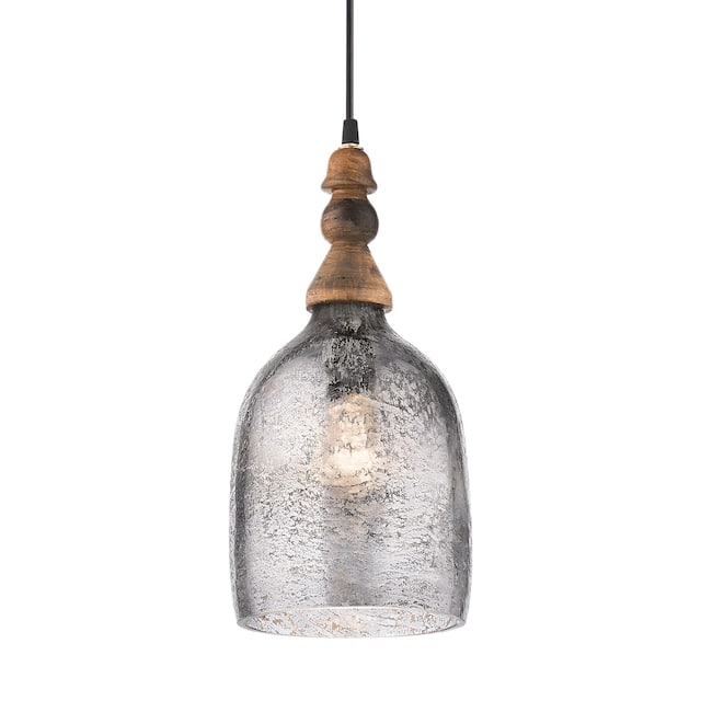 Bathsheba River of Goods Bell-Shaped Pendant Lamp with Silver Glass Shade - 7" x 7" x 15.25"/74.25"