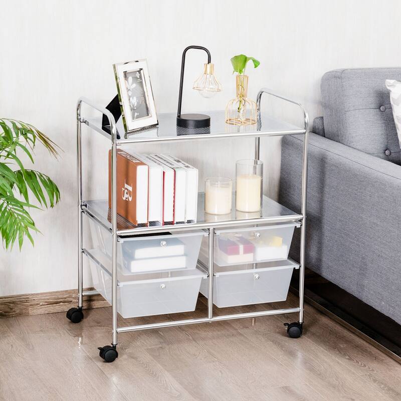 Costway 4Drawer Rolling Storage Cart shelf Scrapbook Paper Office - See Details