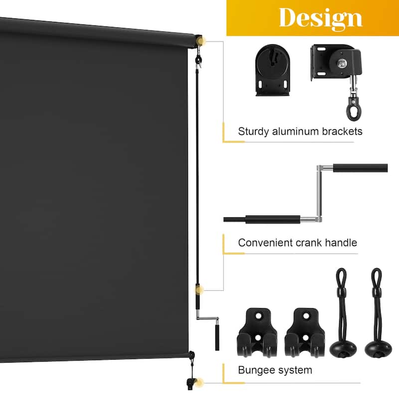 6'W X 6'H Outdoor Roller Shade with 95% UV Protection