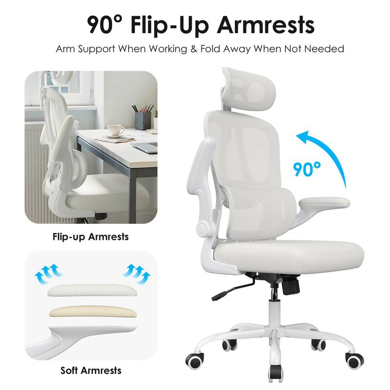 Ergonomic Office Chair, Desk Chair with Headrest and Lumbar Support, High Back Swivel Home Office Chair
