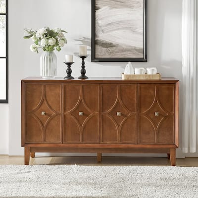 Miriam Mid-century 60" Wide Diamond-shaped Patterned Sideboard with Adjustable Shelves by HULALA HOME