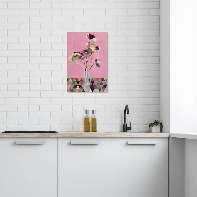 Wynwood Studio Canvas Floral and Botanical Floral Vase Abstract I Pink and Dark Pink Modern & Contemporary Wall Art Canvas Print - 24 x 16