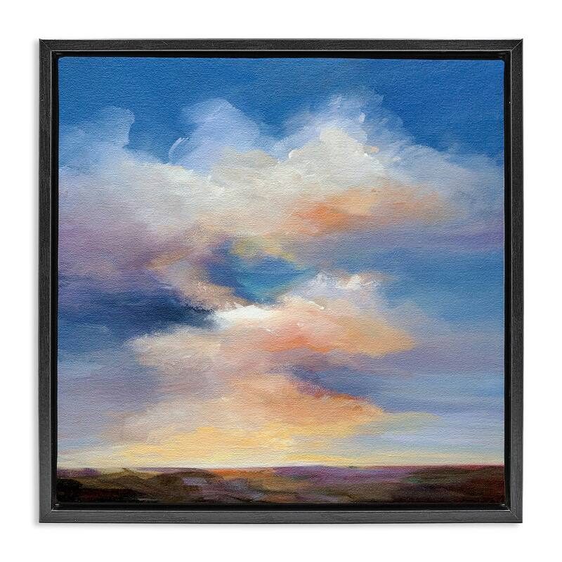 Stupell Luminous Sunset Clouds Framed Floater Canvas Wall Art Design By Karen Hale - 18 x 18 - Black