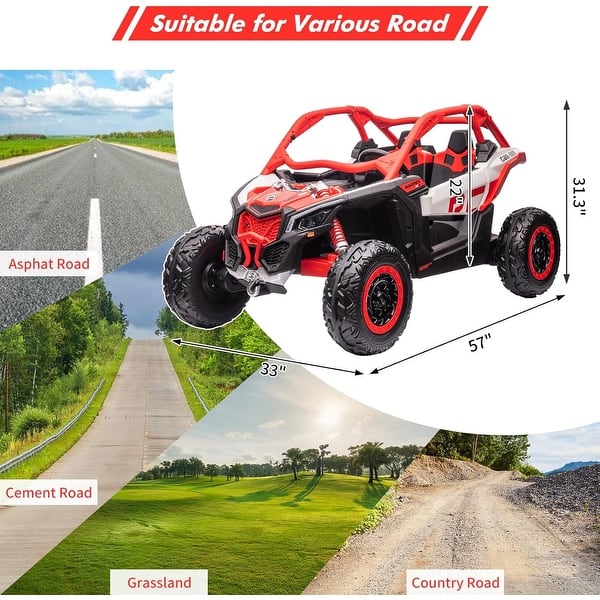 dimension image slide 1 of 4, 24V Batteries 2 Seats Ride on UTV with Remote Control for Kids
