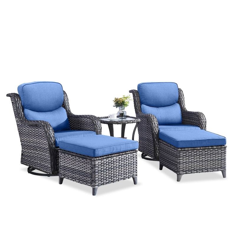 Outdoor Gliders Chairs Swivel Chair Set with 5-Inch Thick Cushions