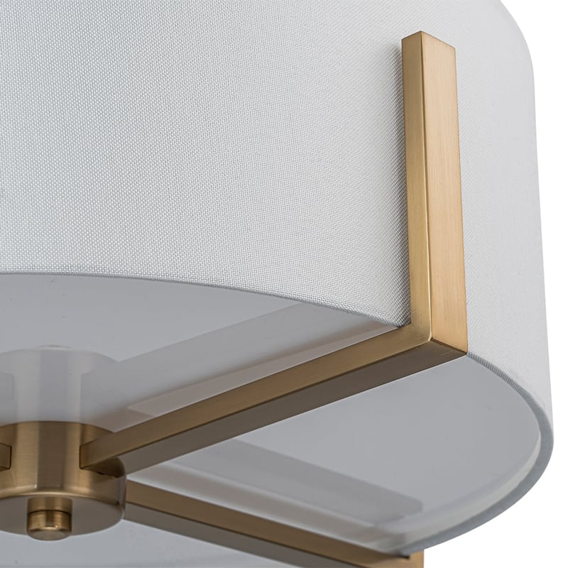 16.9''W 2-Light Drum Semi-flush Mount With White Fabric Shade