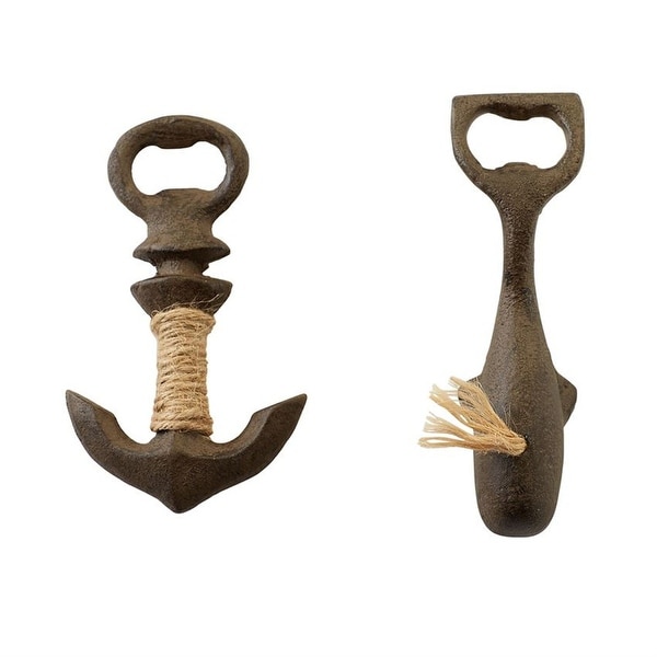 Mud Pie Spouting Whale and Ships Anchor Nautical Bottle Openers Metal Set of 2. Opens flyout.