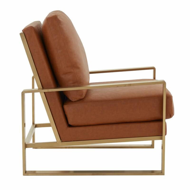 LeisureMod Jefferson 3-Piece Leather Armchairs and Geometric Coffee Table Set - 36"