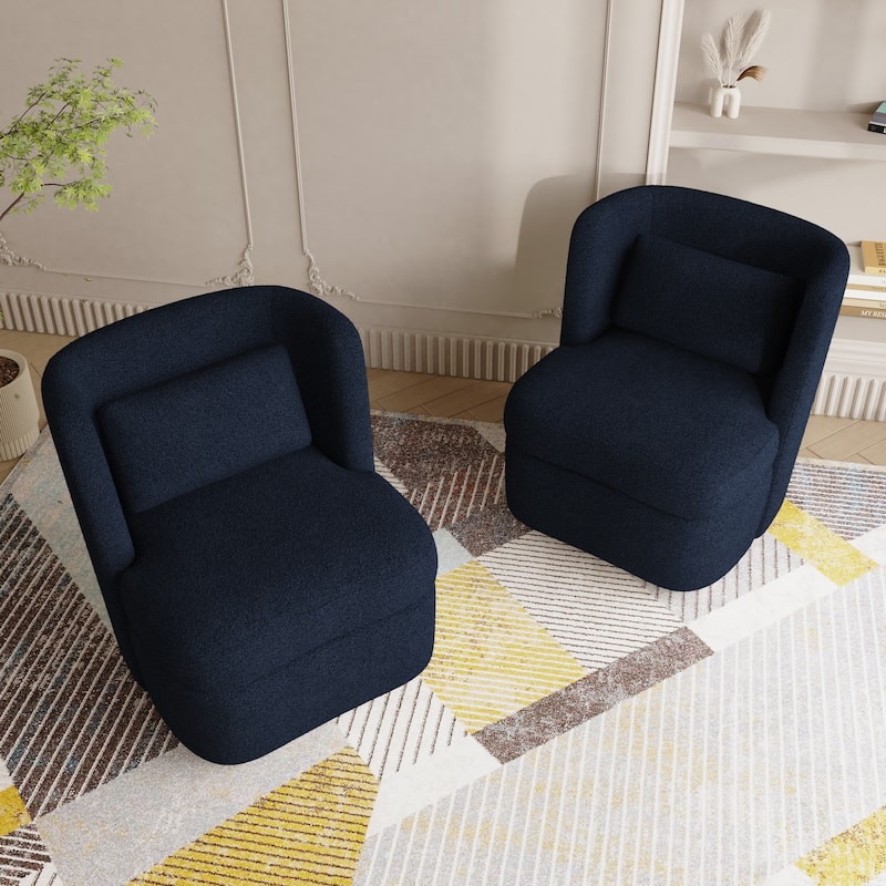 Boucle 360 degree Accent Swivel Barrel Chairs Set of 2