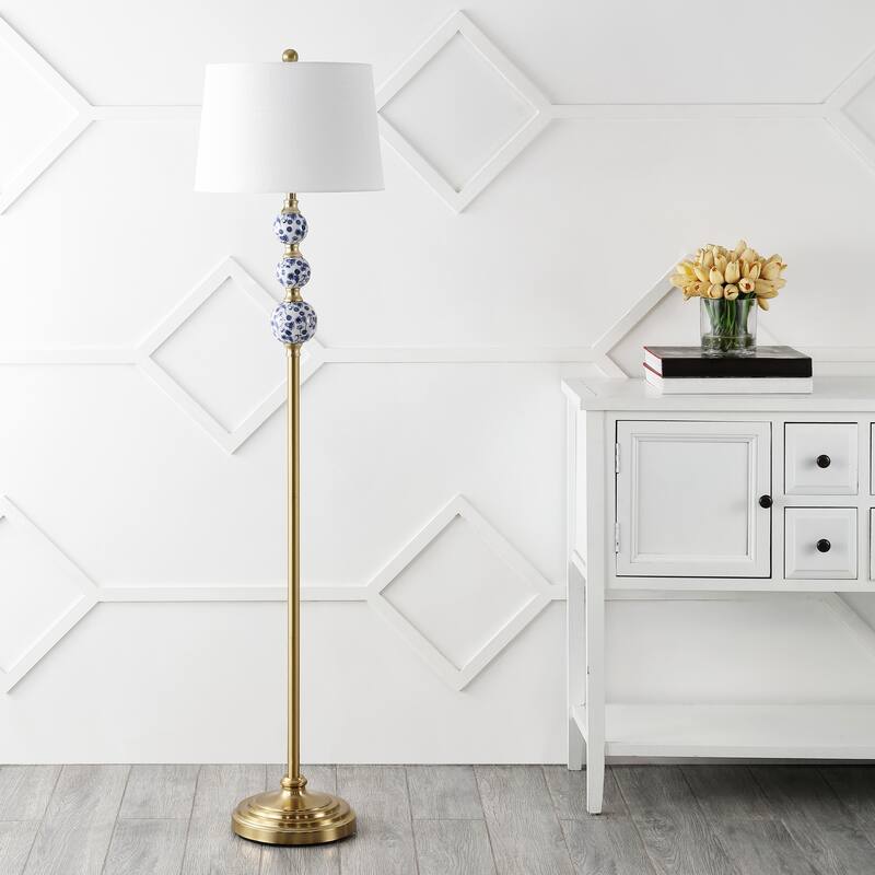 Aveiro 62.5" Classic Iron LED Floor Lamp, Transitional Gold with Blue and White by JONATHAN Y