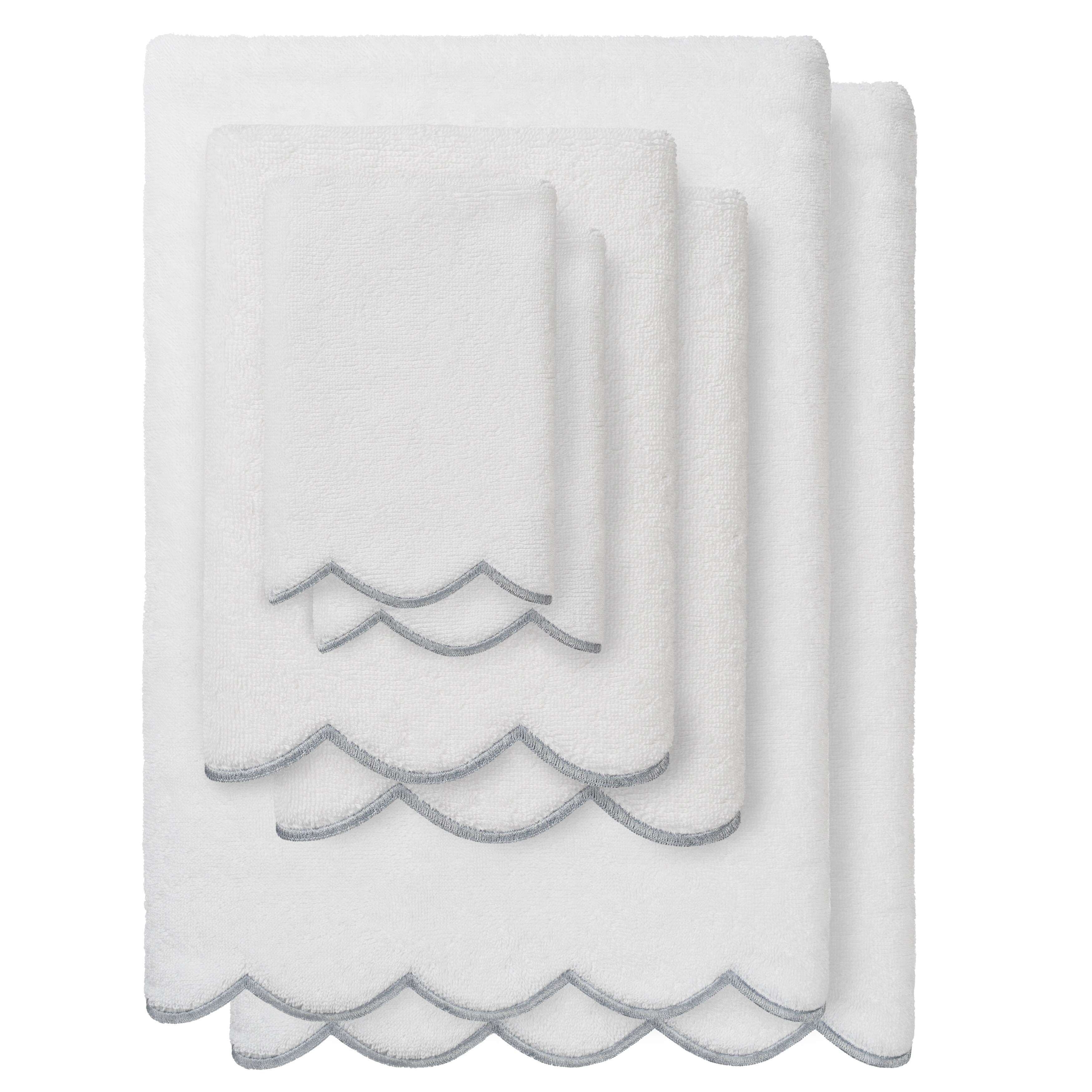 Authentic Hotel and Spa 100% Turkish Cotton ADORNIA Scallop Towel Set
