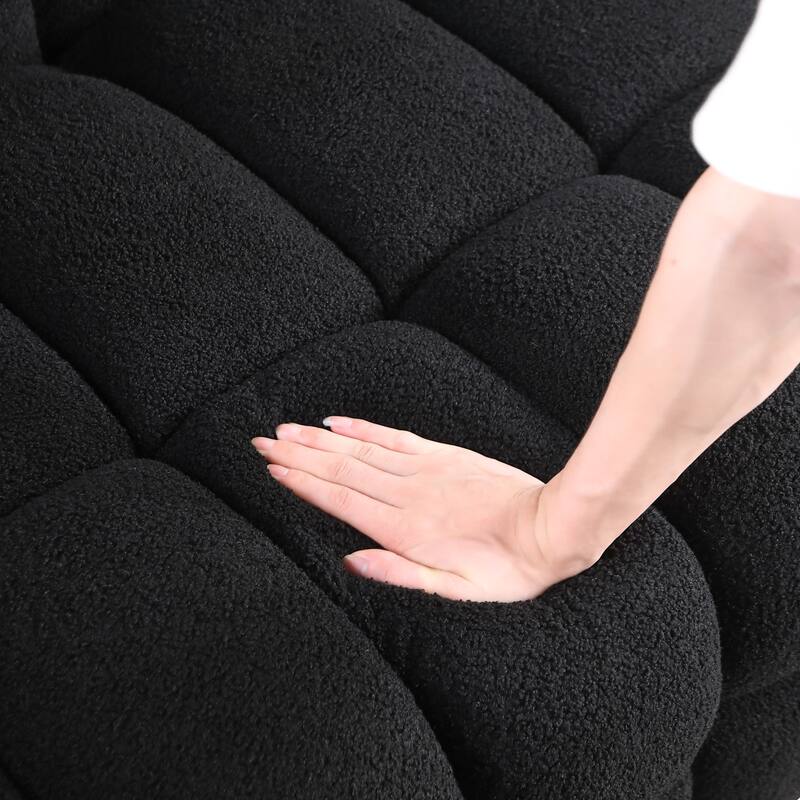 62.2" Boucle Marshmallow Sofa, 2-Seater with 35.8" Deep Seat, Human-Engineered Design for US Homes