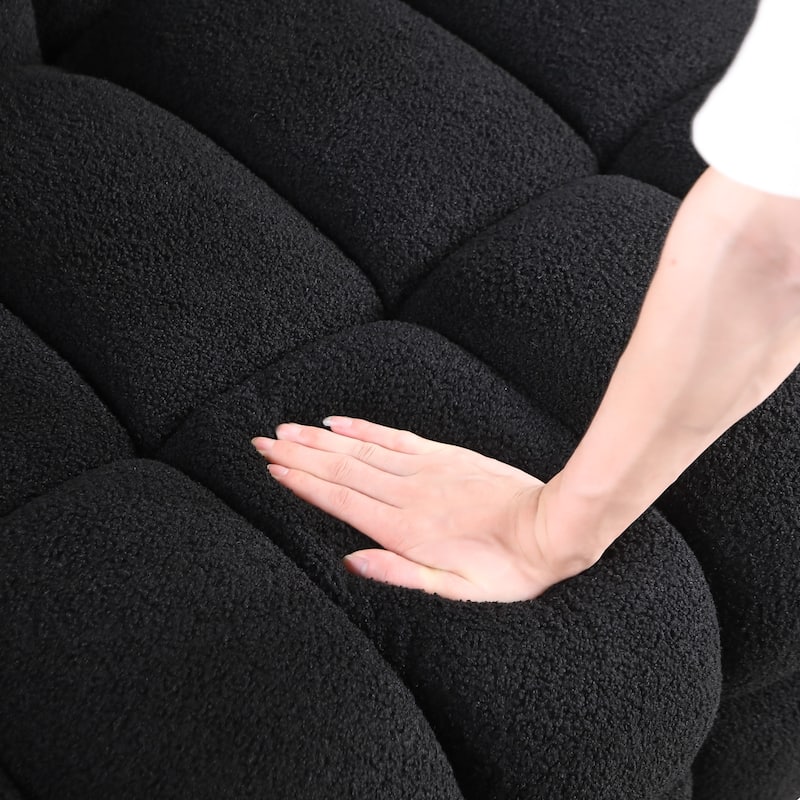 62.2length ,35.83" Deept,Human Body Structure,Marshmallow Sofa,Boucle Sofa,Black Color,2 Seater