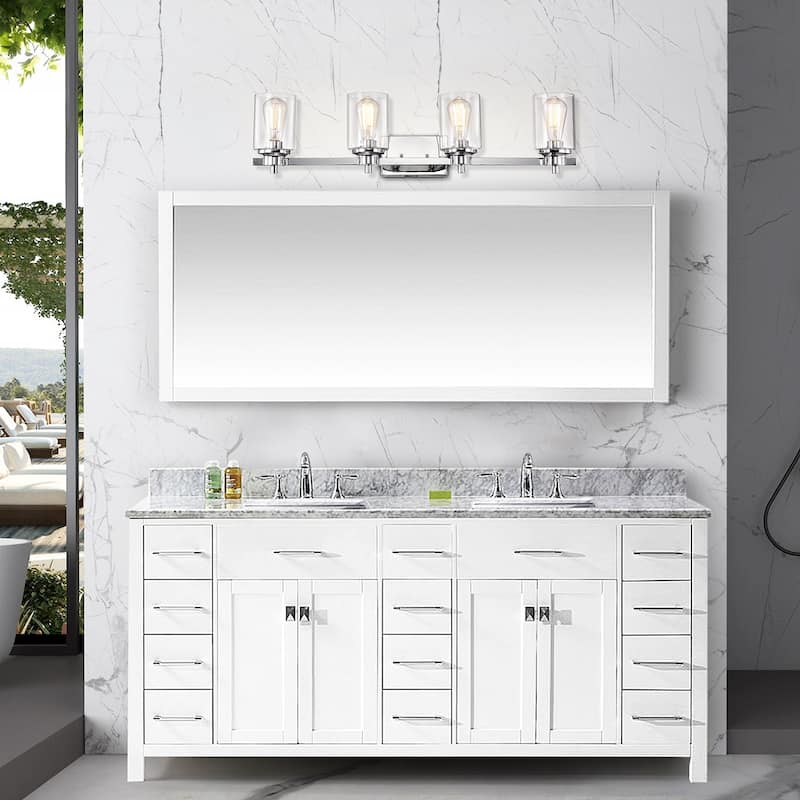 Chrome Cylinder 4 Lights Dimmable Vanity Light with Clear Glass - 8*33*8