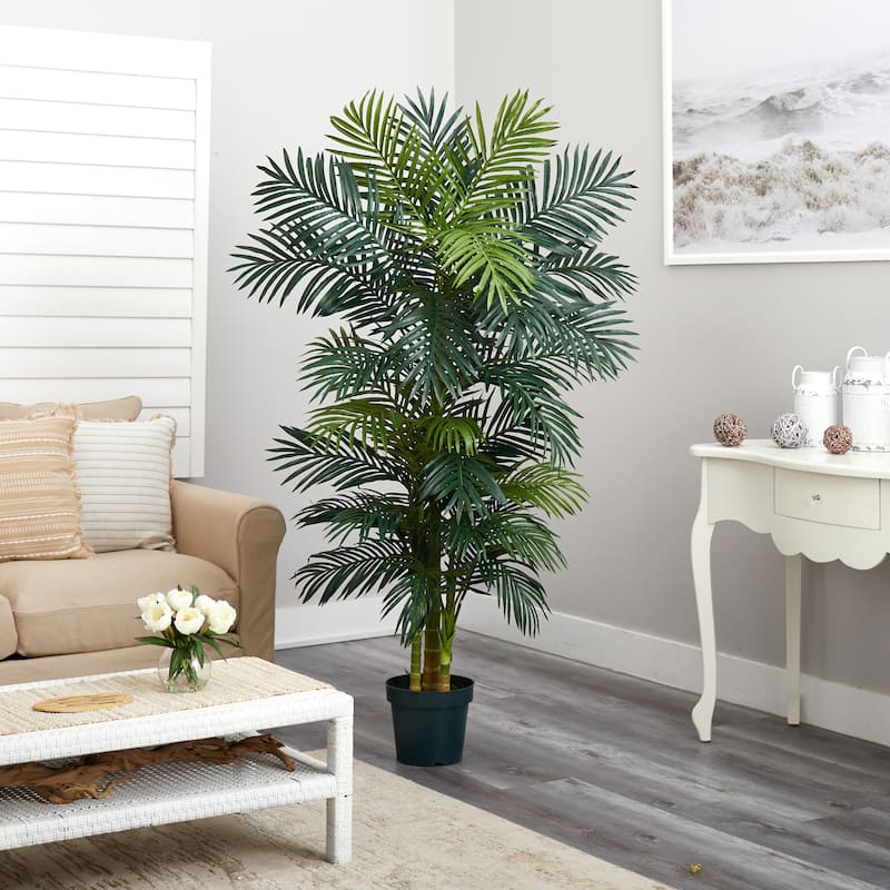 Nearly Natural 6.5' Golden Cane Artificial Palm Tree