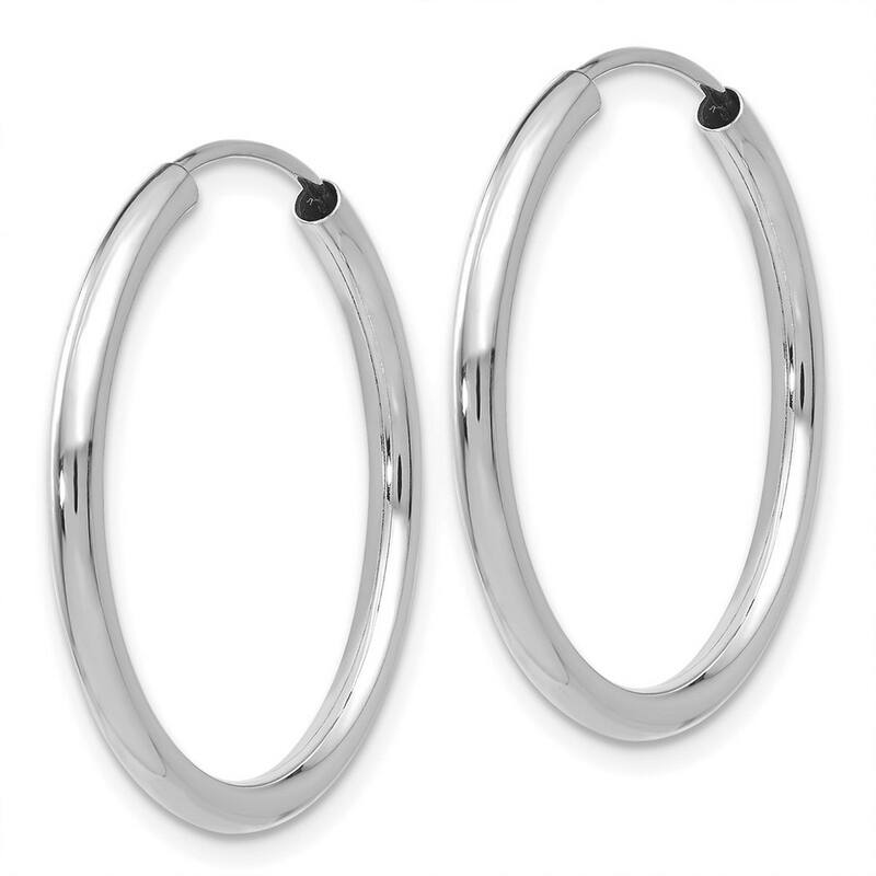 Curata 14k White Gold 2x22mm Polished Endless Hoop Earrings