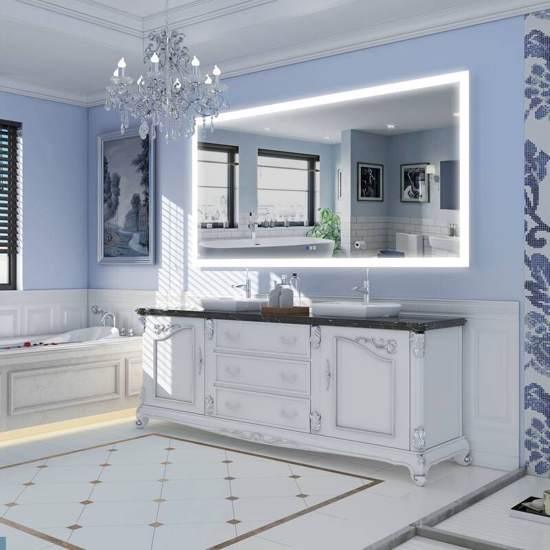Bathroom Wall Mounted Frameless LED Mirror Super Bright Light With Anti-Fog (Horizontal/Vertical)