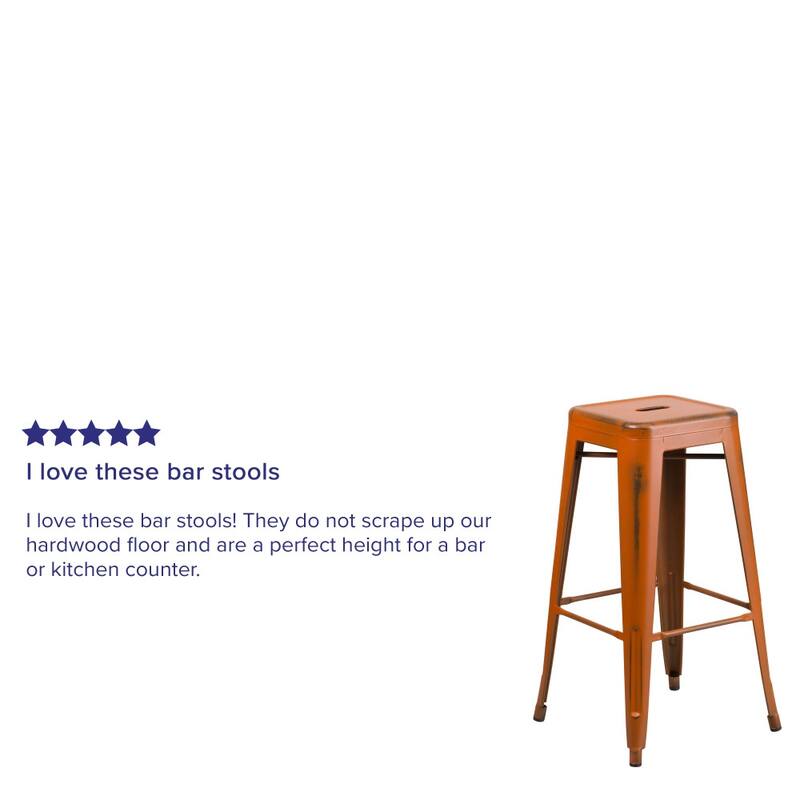 30" High Backless Distressed Metal Indoor-Outdoor Barstool - Patio Chair