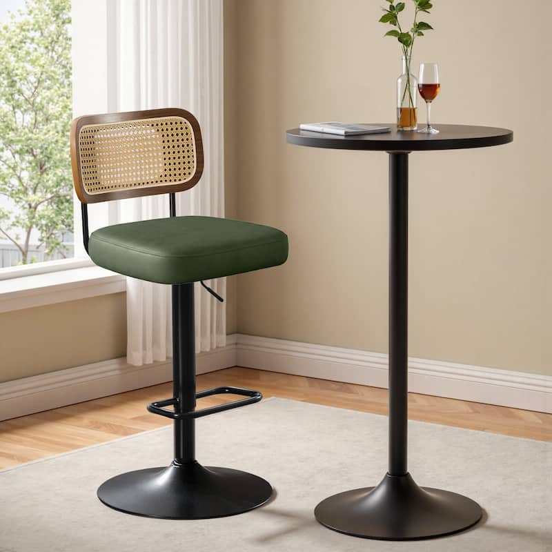 Adjustable Height Swivel Bar Stools with Back and Footrest - 17.7"W x 15.75"D x 35"-42.9"H - Single - Green