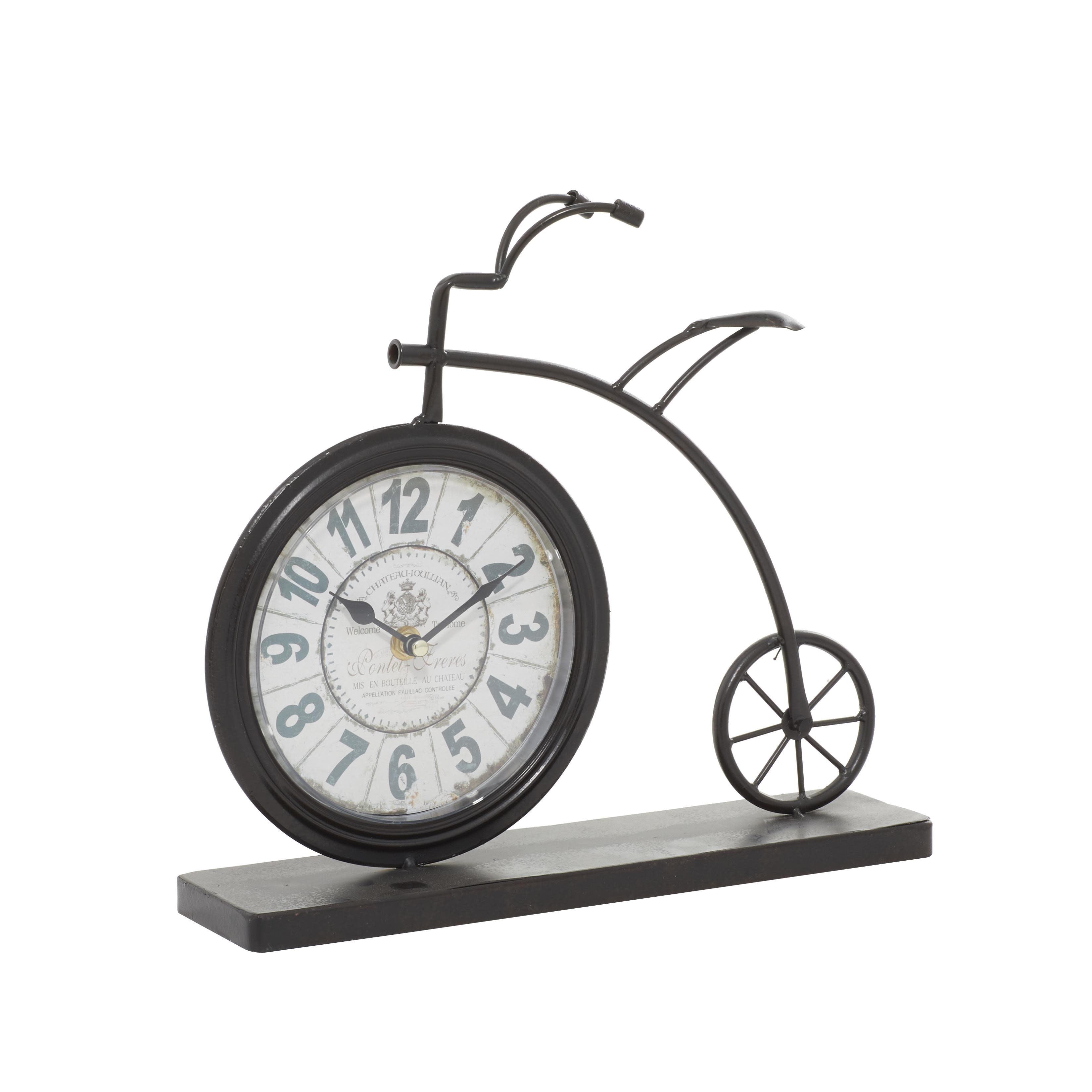 Metal Bike Decorative Clock - Brown - Roche River Decor