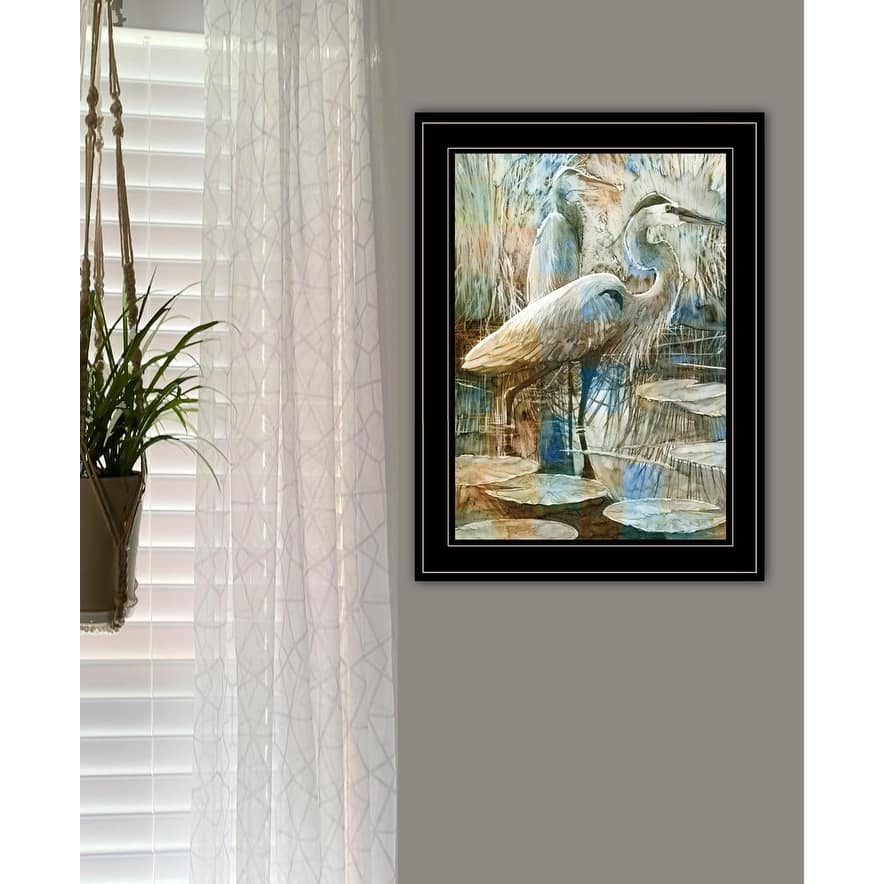 TrendyDecor4U Traditional "Marsh Herons I" Framed Print Wall Art by Stellar Design Studio - Coastal