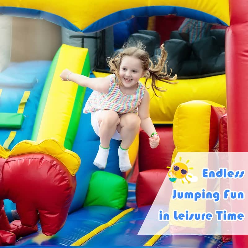 Costway 3-in-1 Kids Bouncer with Slide Large Jumping Area & Basketball