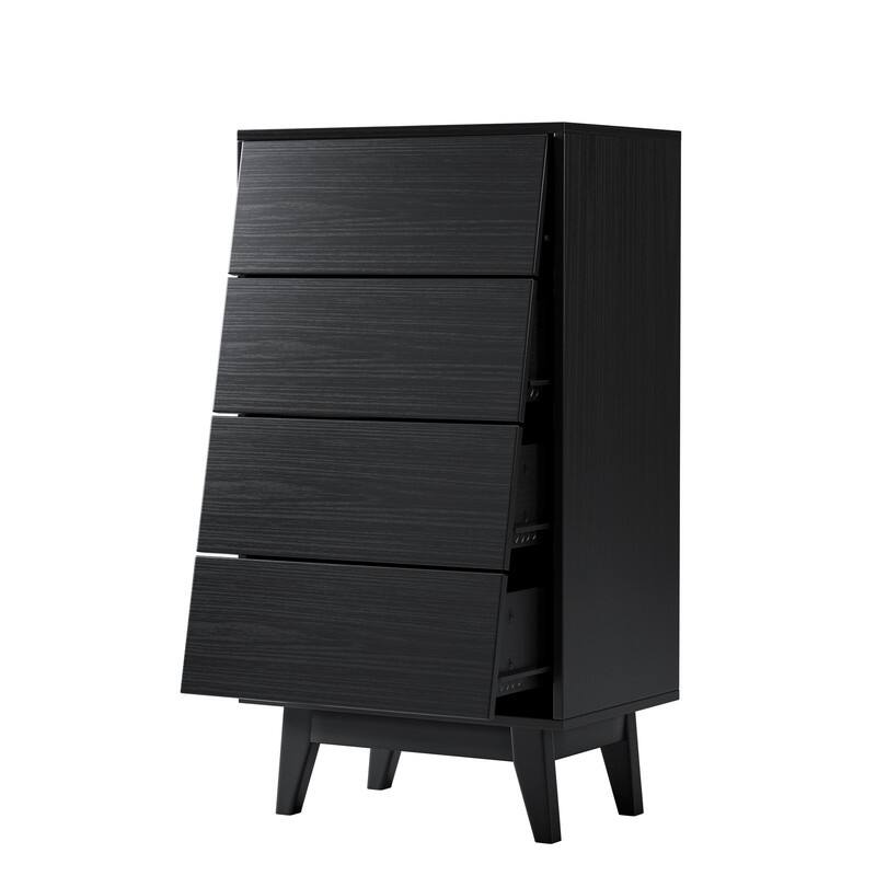 Vintage-style and Bevel Design Double Dresser with 4 Drawer