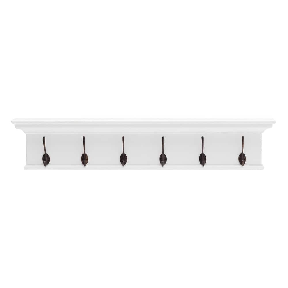 Traditional Classic White Wood Hanging Coat Rack - 39.37"W x 3.94"D x 7.87"H