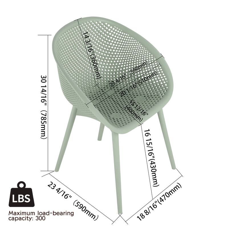 2-Pack Modern Lounge Chairs - Indoor/Outdoor All-Weather PP Plastic, Lightweight & Stackable for Patio, Beach, Living Room