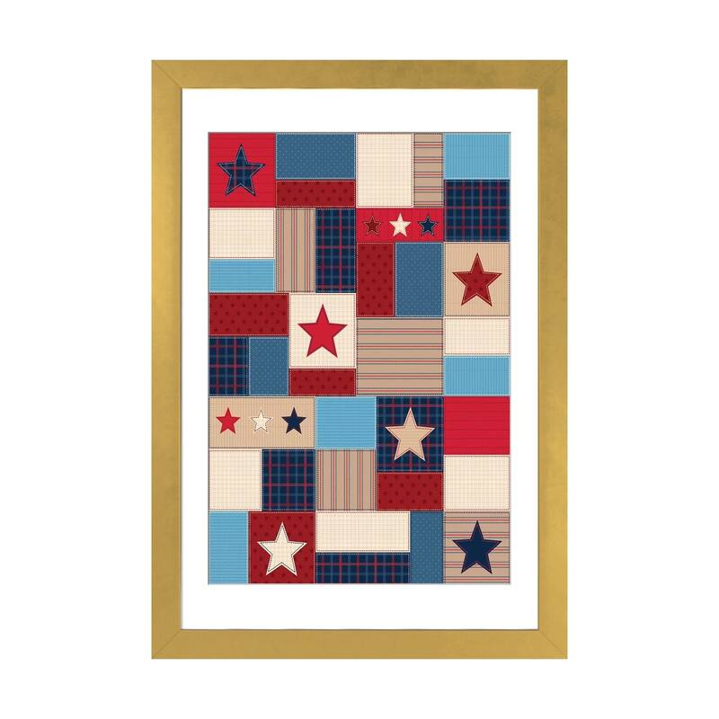 iCanvas "Americana Patriotic Patches I" by Gail Veillette - Gold - 24x16x1