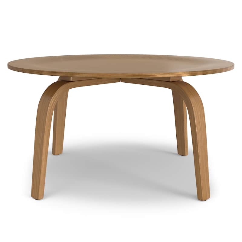 Simpli Home Payton 34 inch Wide Round Contemporary Coffee Table in Natural - 33 inch Wide