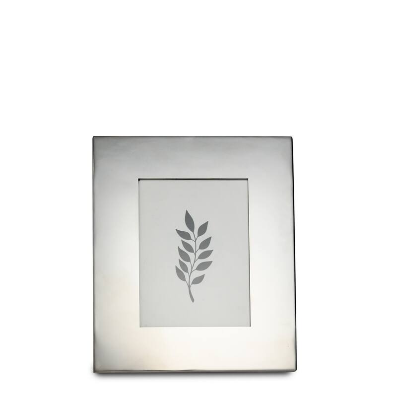 Wide Stainless Steel Rectangular Picture Frame - for 4" x 6" Photo - Silver