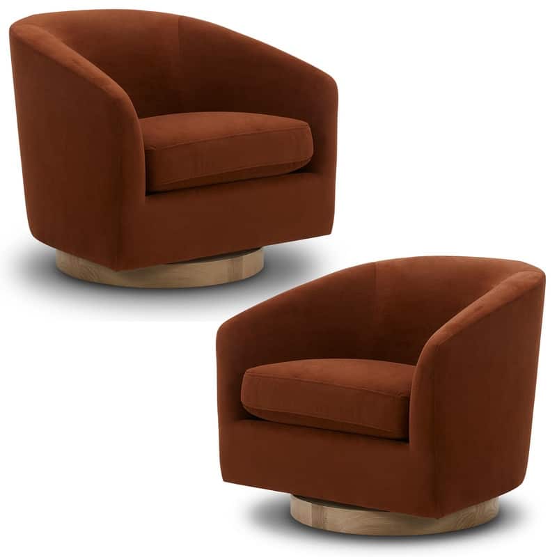 Spruce & Spring Liam Swivel Accent Chair - Set of 2 - Burnt Orange-Velvet