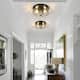 2-Light Flush Mount Glass Ceiling Light with Metal Frame - N/A