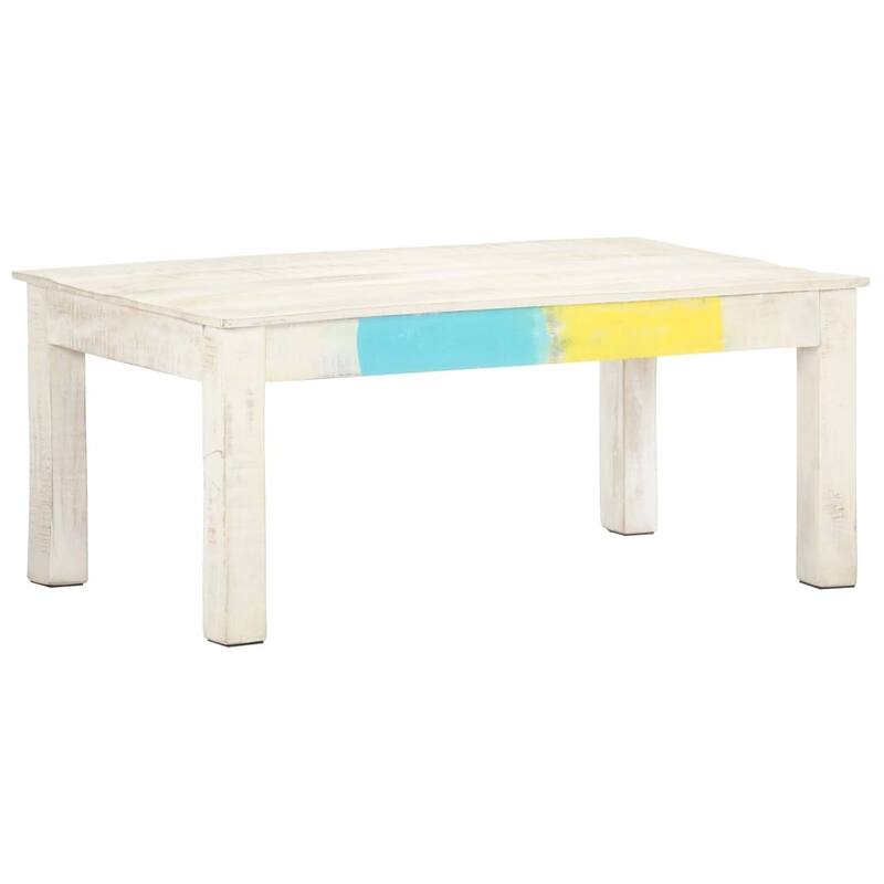 vidaXL Coffee Table White 43.3"x23.6"x17.7" Solid Mango Wood